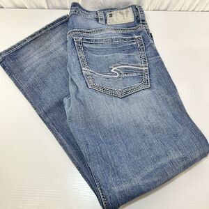 Silver Jeans Gordie Mens 34 x 32 Blue Regular Straight Designer Denim Pants